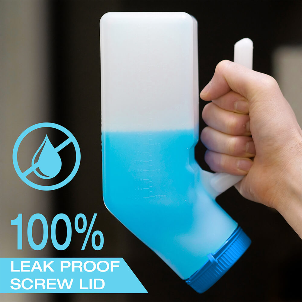 1 Tilcare portable urinal for men with sealed screw lid to prevent leaks during travel or bedside use.