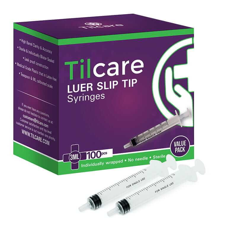 1ml Syringe Without Needle Luer Lock 100 Pack by Tilcare - Sterile Plastic  Medicine Droppers for Children, Pets or Adults – Latex-Free Oral Medication  Dispenser - Syringes for Glue and Epoxy