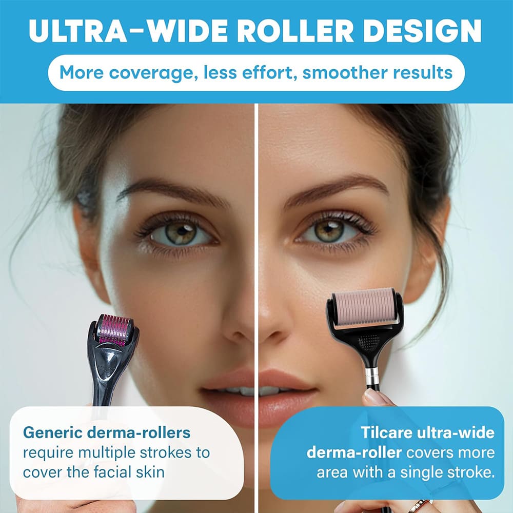 Peach Derma Roller with Ultra Wide Roller for smoother results