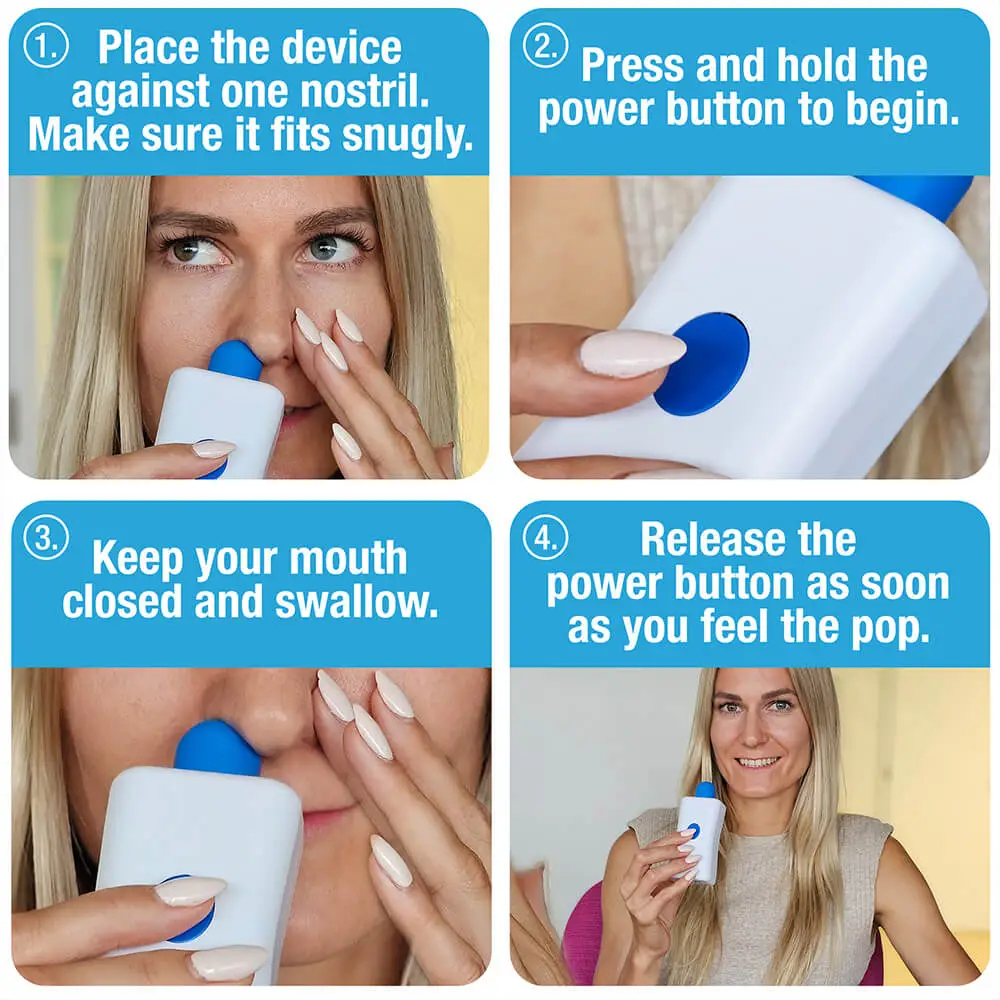 Tilcare Rechargeable Ear Pressure Relief Device for Flying is portable and easy to use